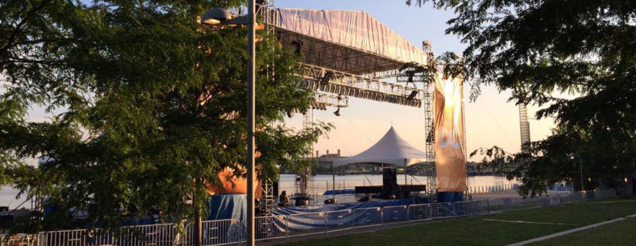 outdoor stage with roof